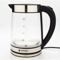 Електрочайник скляний Hoffmans HM-2515 2,2 л, 1800 Вт прозорий корпус із термостійкого скла, LED-підсвітка, автоматичне вимкнення